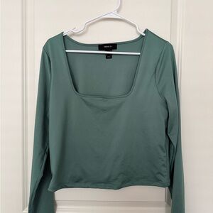 Forever 21 Sage Green Long Sleeve Square Neck Tee